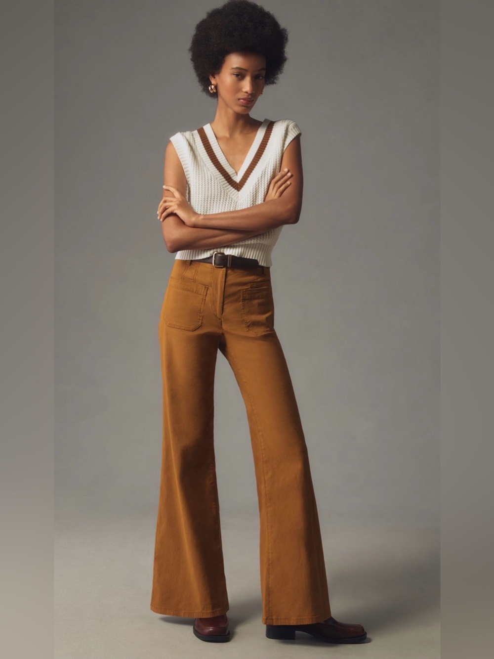 MAEVE The Junie High-Rise Flare Pants Bronze Magic Fabric 26 - Picture 2 of 16